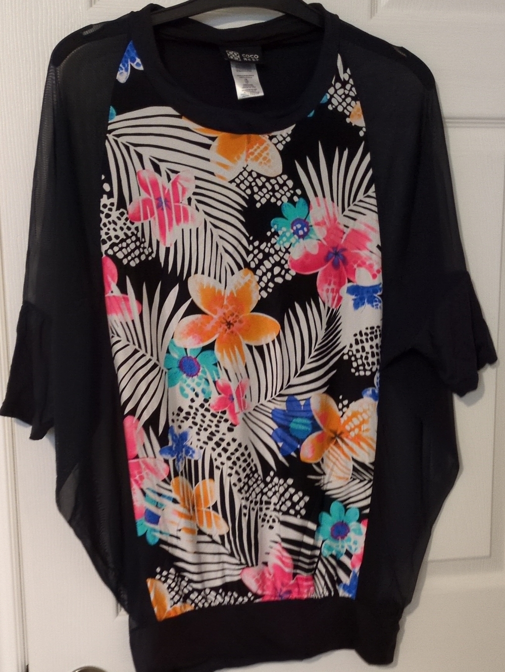 Coco Reef Black Tunic with Multicolor Floral Front